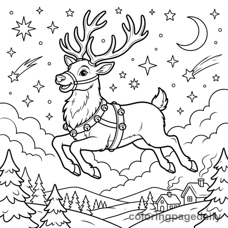 Reindeer Flying High - Colored reference example