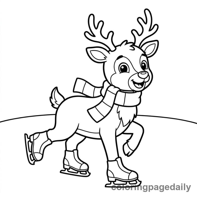 Reindeer Ice Skating - Colored reference example
