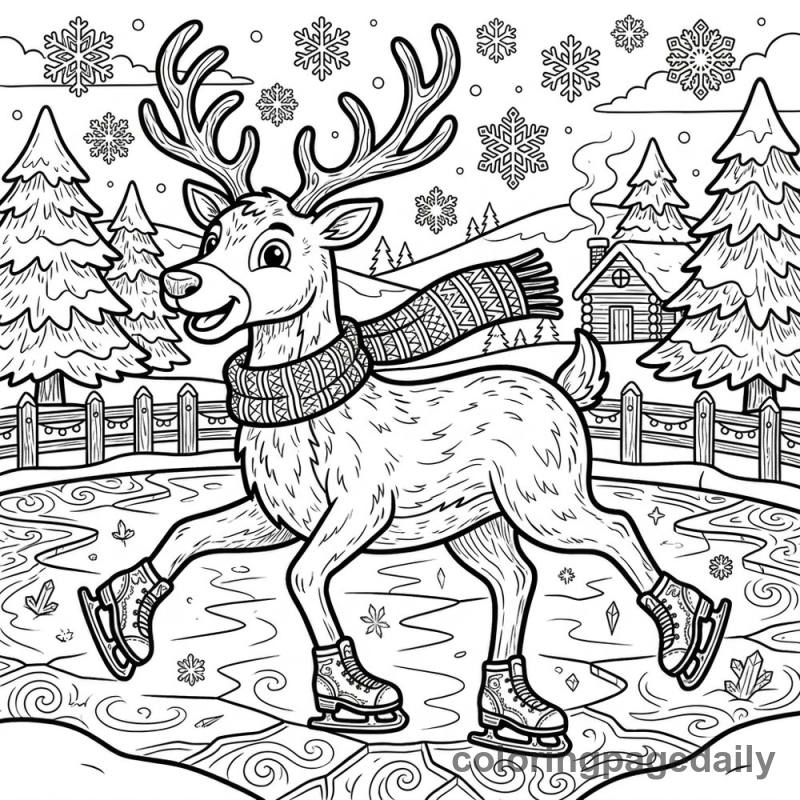 Reindeer Ice Skating - Colored reference example