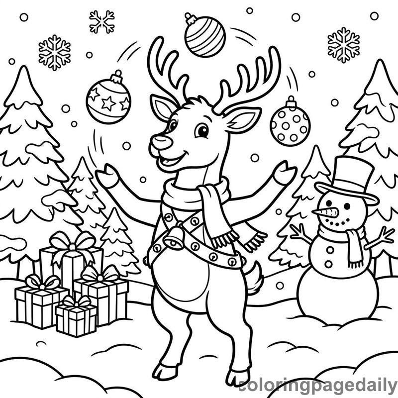 Reindeer Juggling Ornaments - Colored reference example
