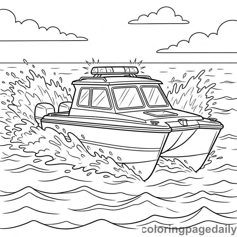 Swift the Rescue Catamaran’s Big Wave Adventure - story illustration coloring page