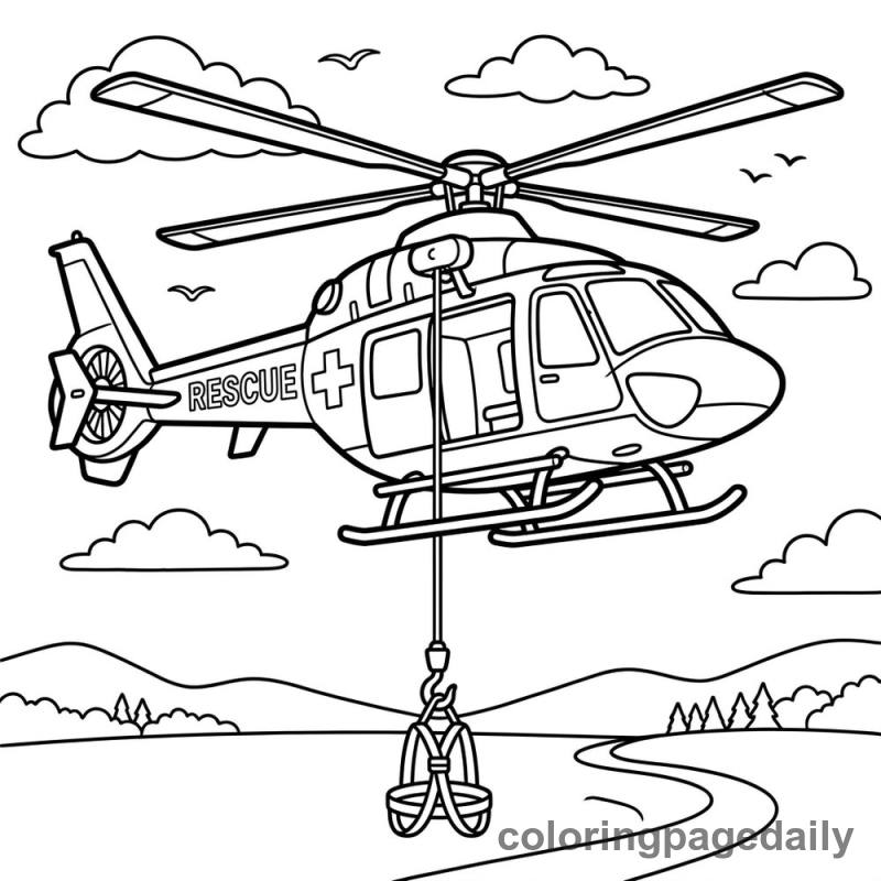 Rescue Helicopter Hovering - Colored reference example