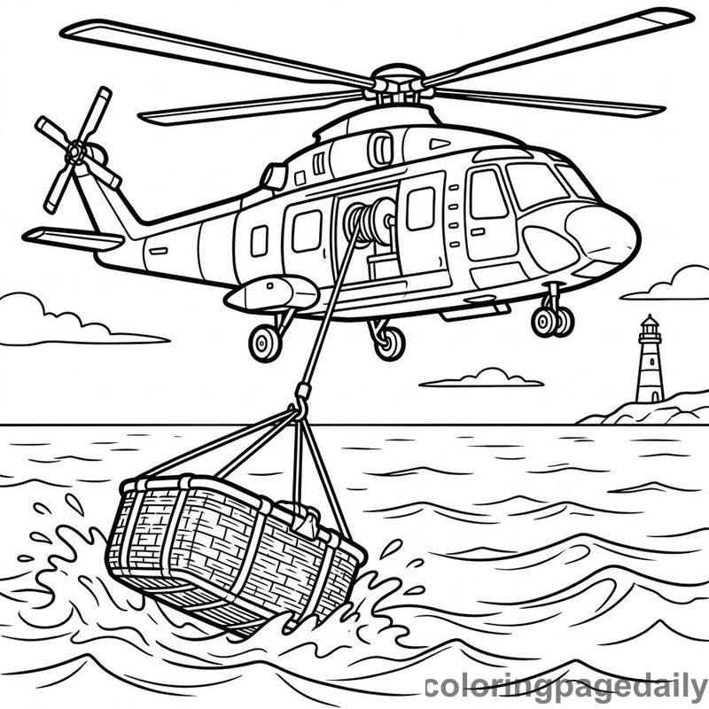 Rescue Helicopter Lowering Basket - Colored reference example