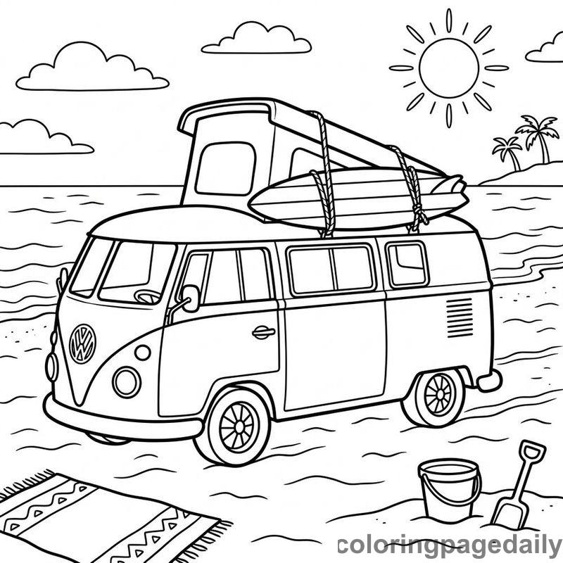 Retro Beach Camper Van - Colored reference example