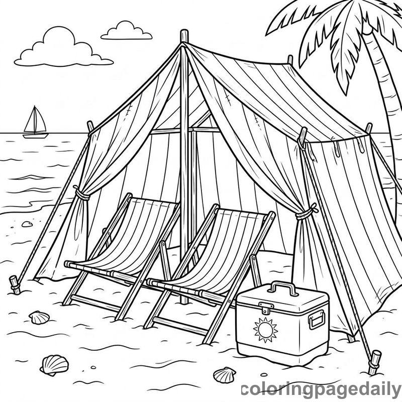 Retro Canvas Beach Tent - Colored reference example