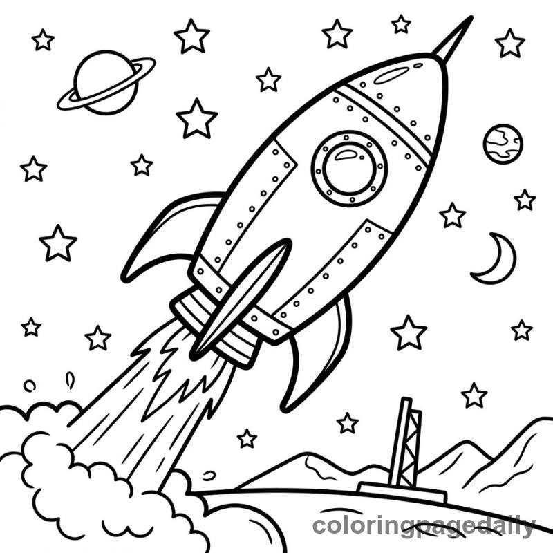 Retro Rocket Launch - Colored reference example