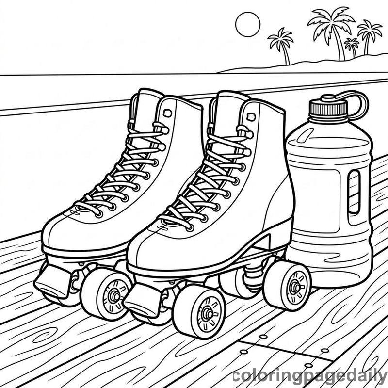 Retro Summer Roller Skates - Colored reference example