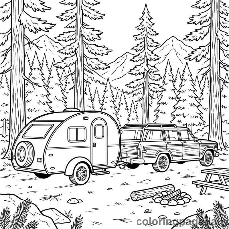 Retro Teardrop Camper Trailer - Colored reference example