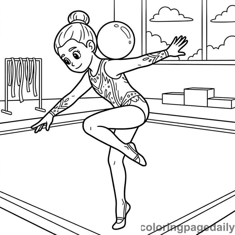Rhythmic Gymnast Ball Balance - Colored reference example