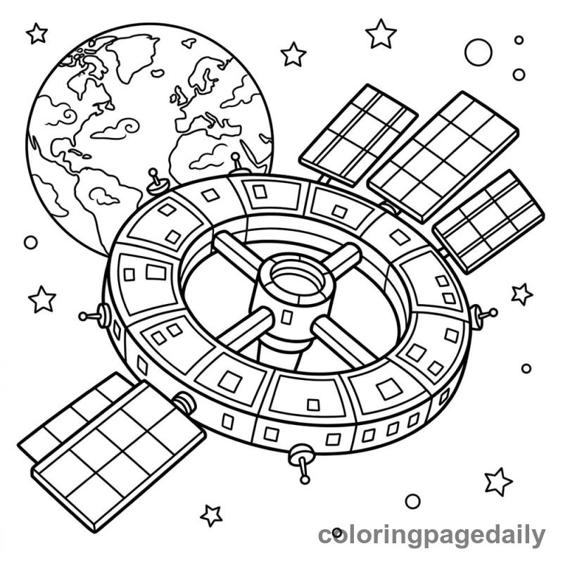 Ring-Shaped Space Station Orbiting - Colored reference example