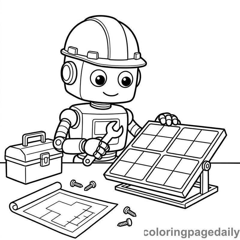 Robot Assembling Solar Panels - Colored reference example
