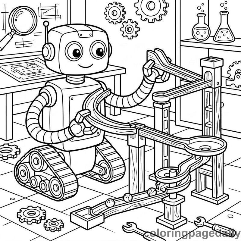 Robot Building Marble Run - Colored reference example