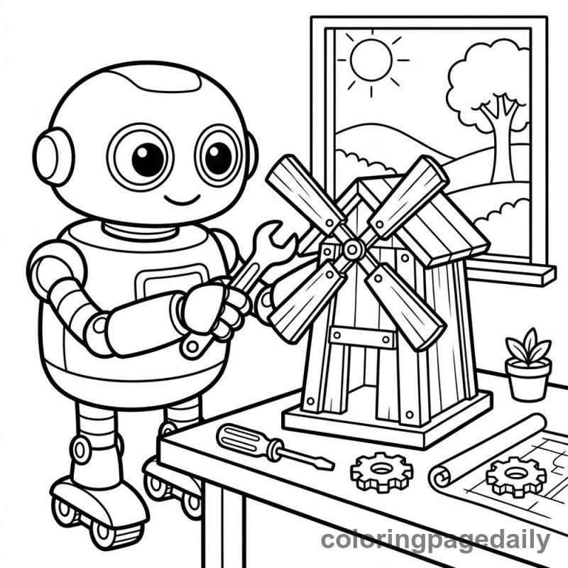 Bolt’s Big Windmill Invention - story illustration coloring page
