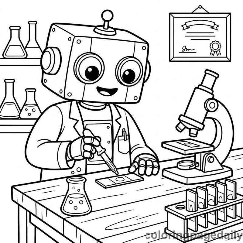 Robot Preparing Microscope Slide - Colored reference example