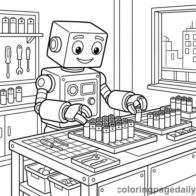 Robot Sorting Power Batteries - Colored reference example