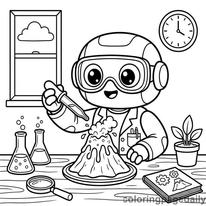 Robot Volcano Science Project - Colored reference example