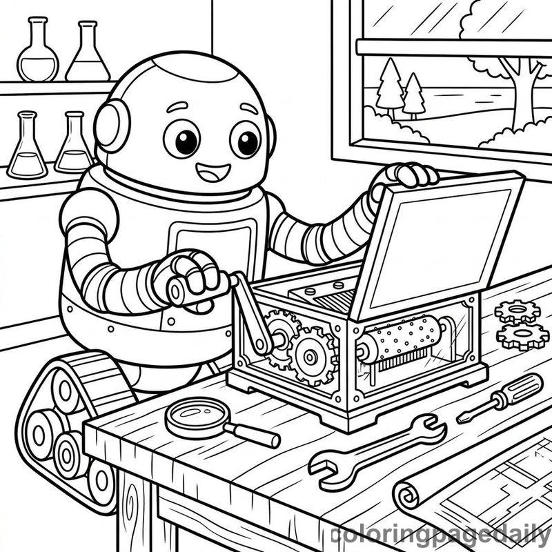 Robot Winding Mechanical Music Box - Colored reference example