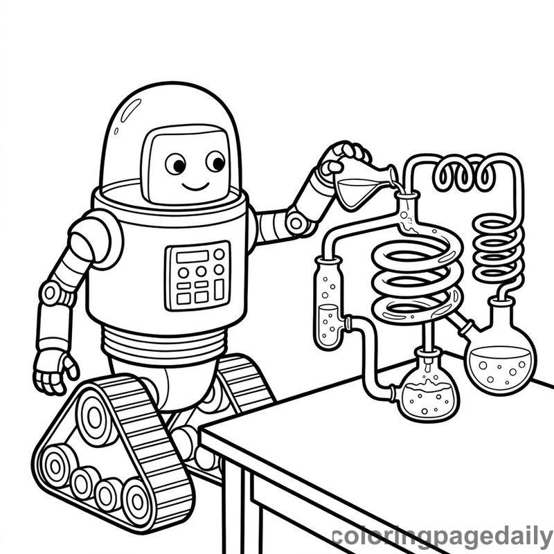 Robot's Spiraling Chemistry Experiment - Colored reference example