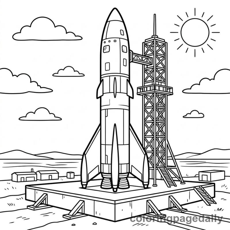 Rocket On Launchpad - Colored reference example