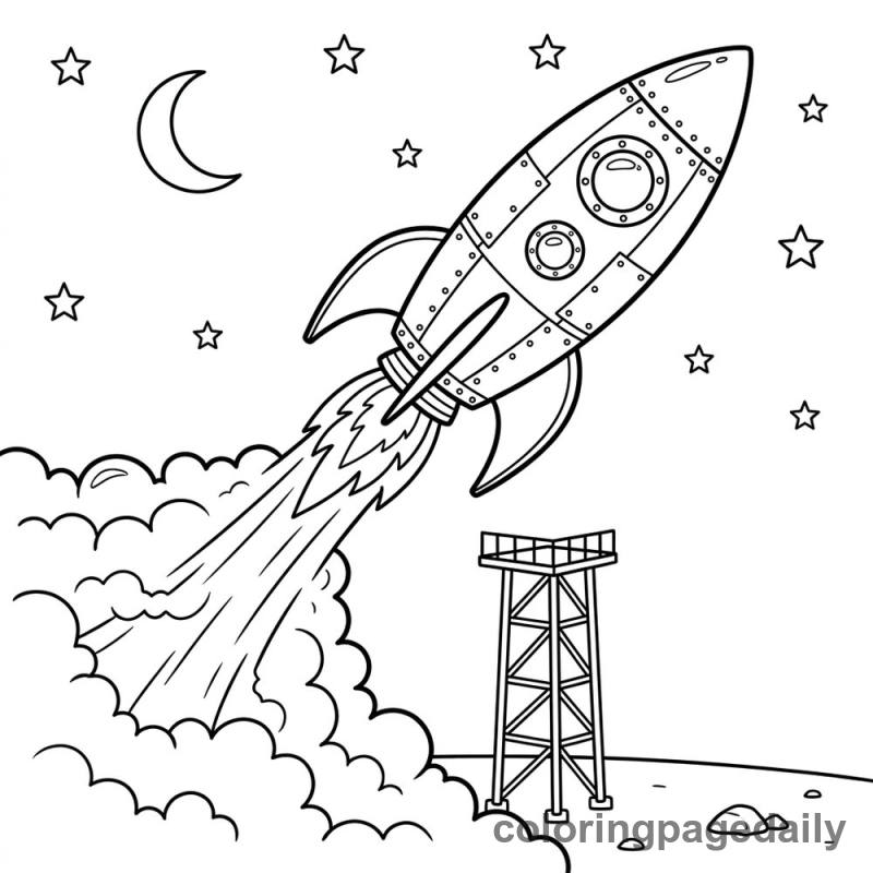 Rocket Ship Blast Off - Colored reference example