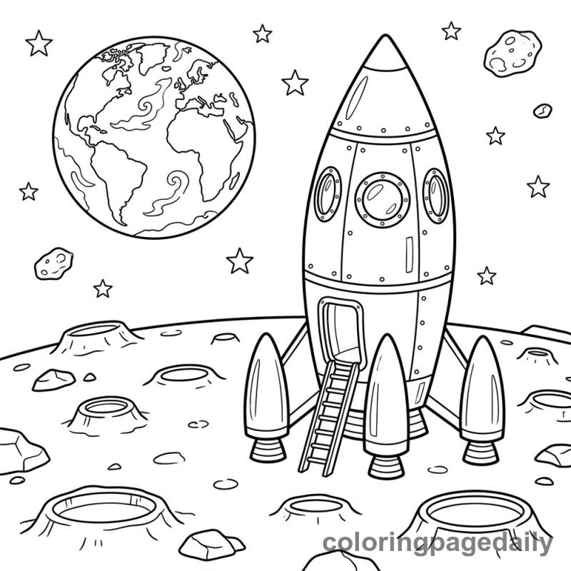 Rocket Ship on the Moon - Colored reference example
