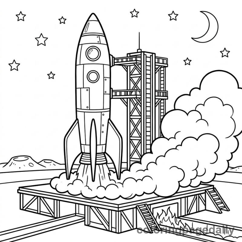 Rocket Ship Ready for Liftoff - Colored reference example