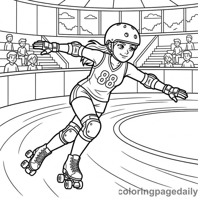 Roller Derby Skater Turning - Colored reference example