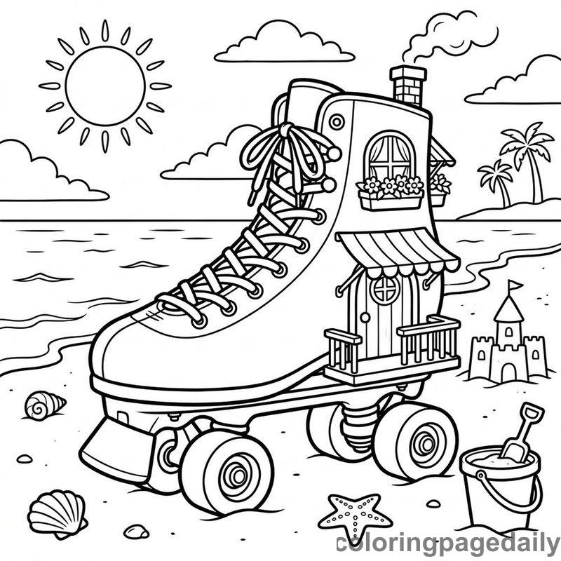 Roller Skate Summer Beach House - Colored reference example