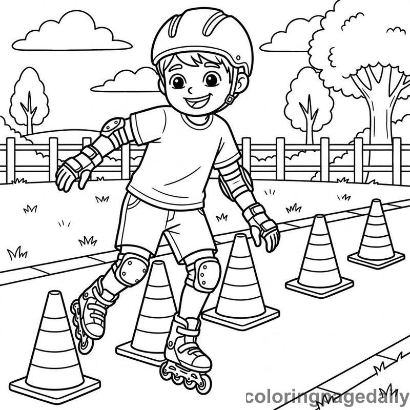 Rollerblading Through Cones - Colored reference example