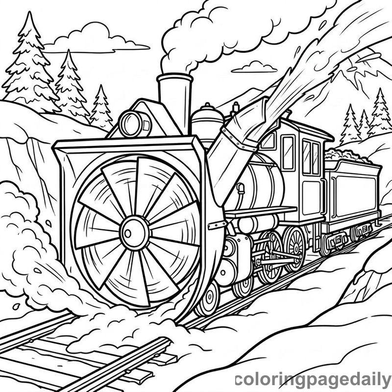 Rotary Snowplow Train Locomotive - Colored reference example