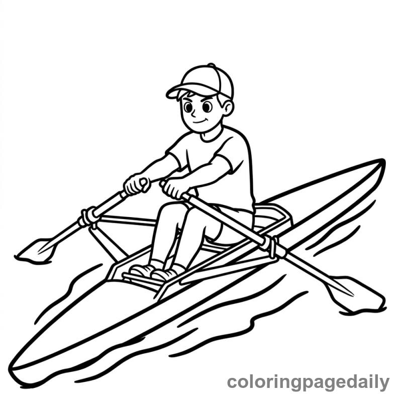 Rowing Boat Sport - Daily printable coloring page in Sports category