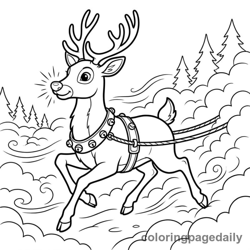 Rudolph Lights the Way - Daily printable coloring page in Christmas category