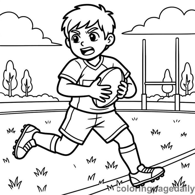 Rugby Player Running - Colored reference example