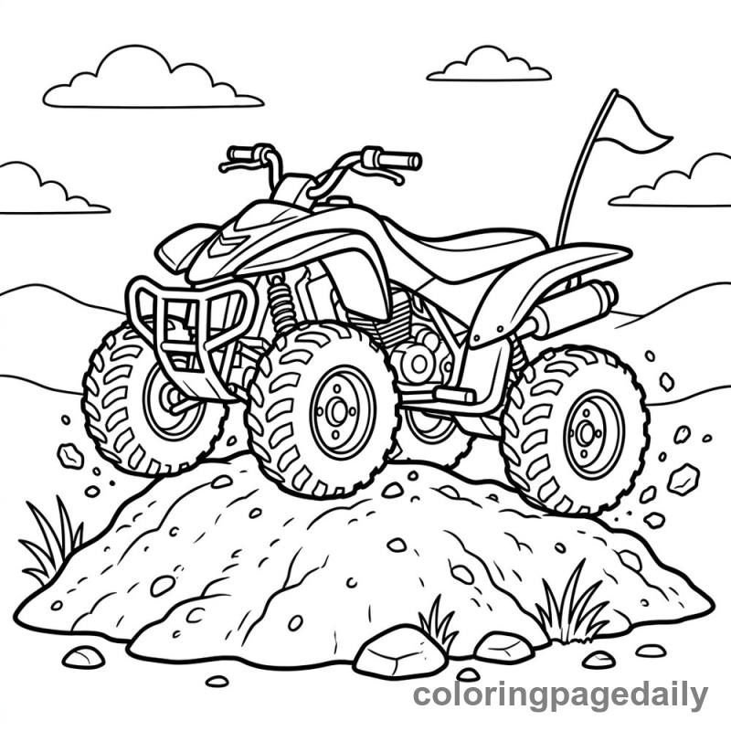 Rugged ATV Ride - Daily printable coloring page in Vehicle category