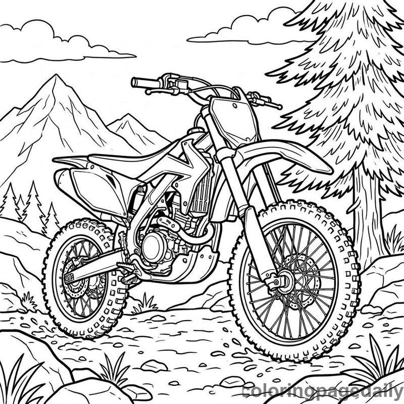 Rugged Off Road Dirt Bike - Daily printable coloring page in Vehicle category