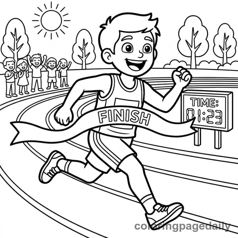 Runner Crossing Finish Line - Colored reference example