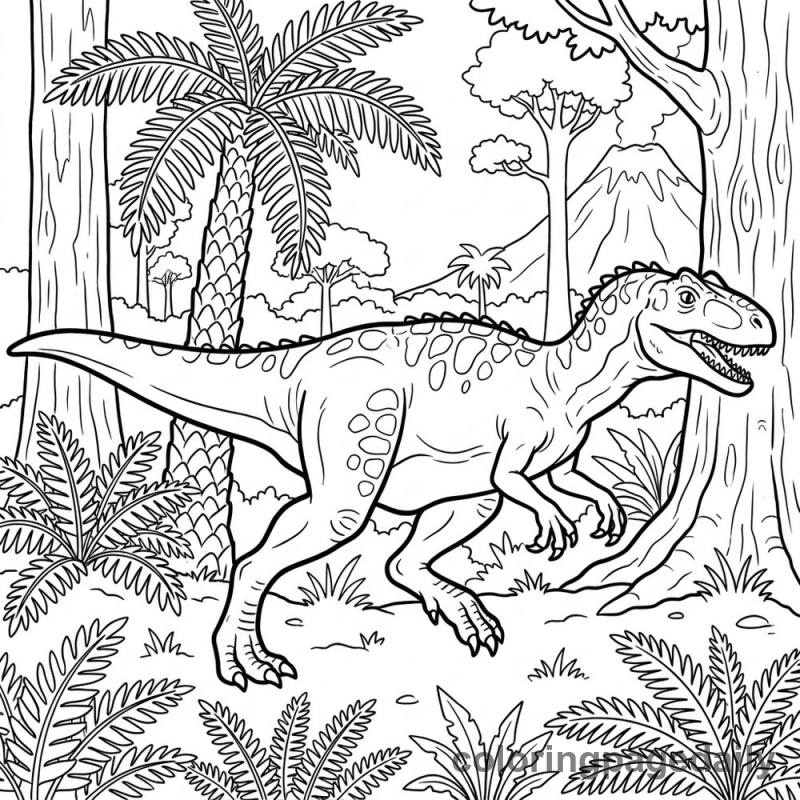 Running Allosaurus Dinosaur - Colored reference example