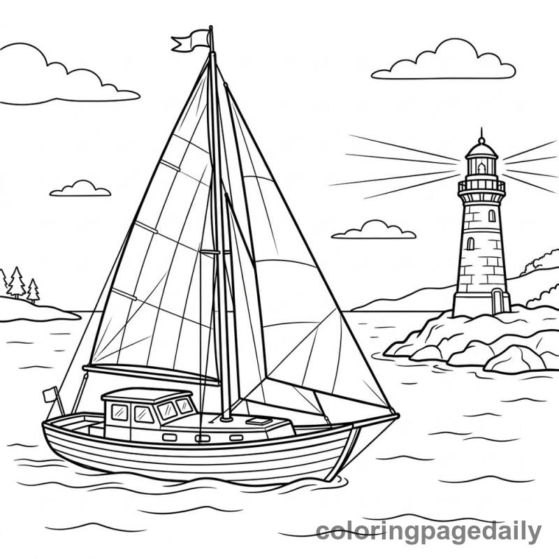 Sailboat on Calm Water - Colored reference example