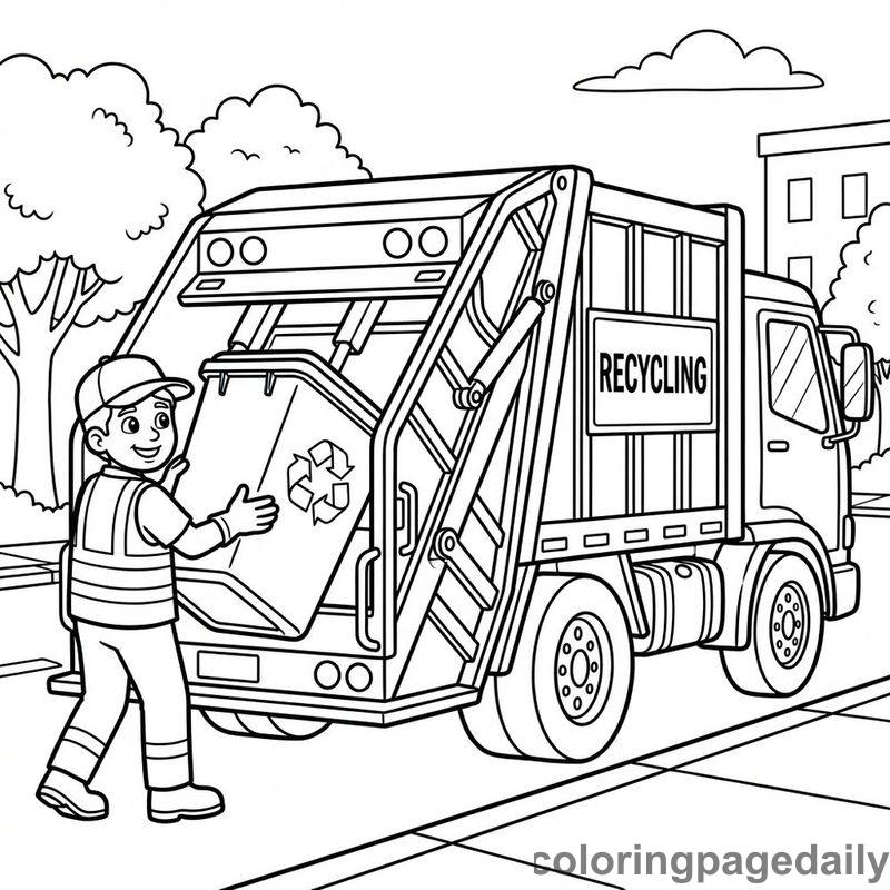 Sanitation Worker Recycling - Colored reference example