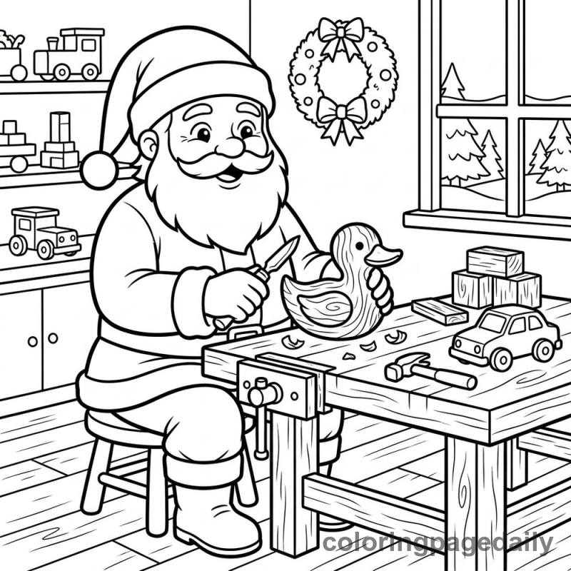 Santa Carving Toy - Daily printable coloring page in Christmas category