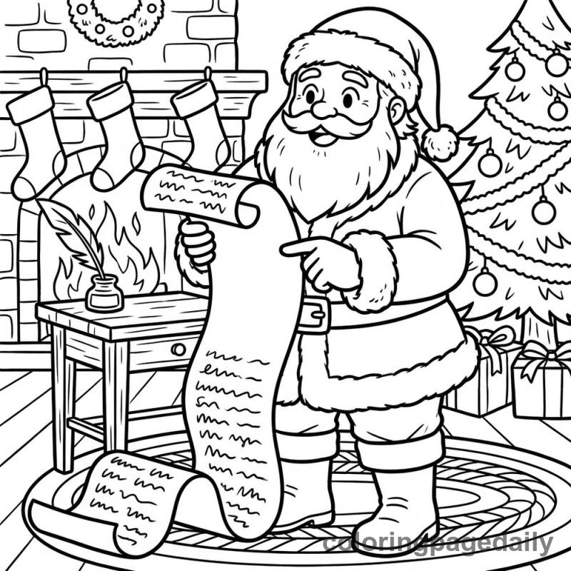 Santa Checks the List - Colored reference example