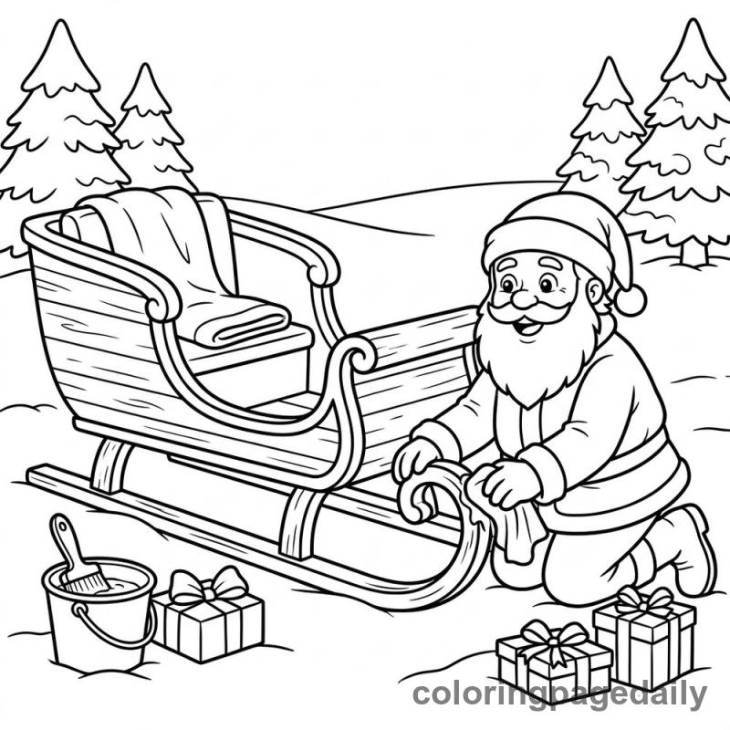 Santa Cleaning Sleigh - Colored reference example