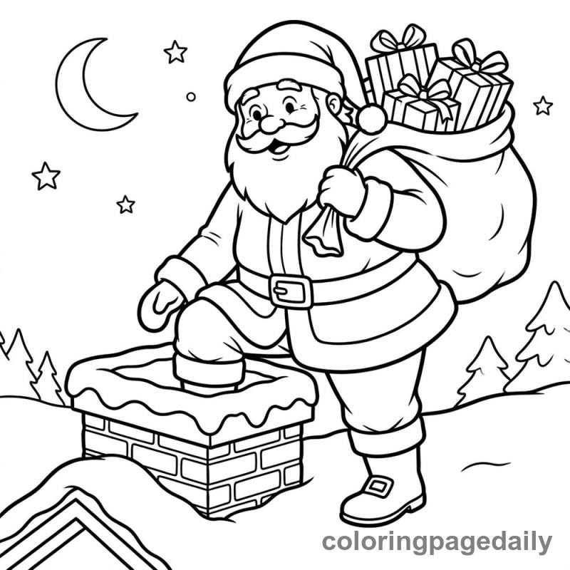 Santa Entering Chimney - Colored reference example