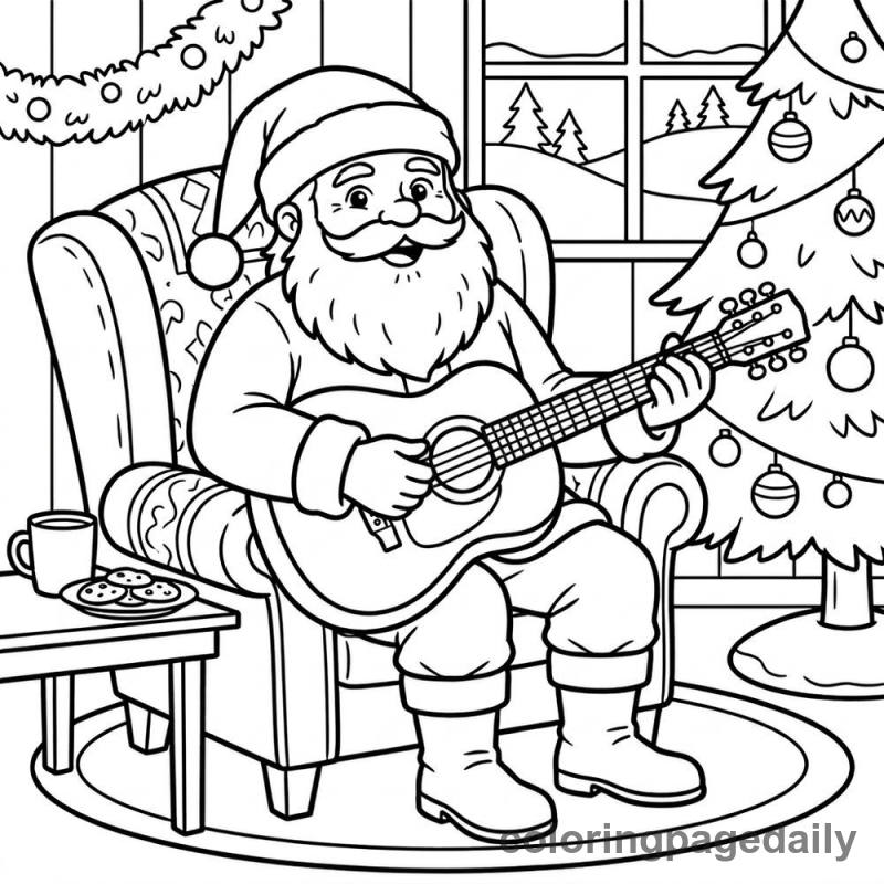Santa Playing Guitar - Colored reference example
