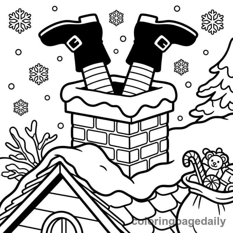 Santa Stuck In Chimney - Colored reference example