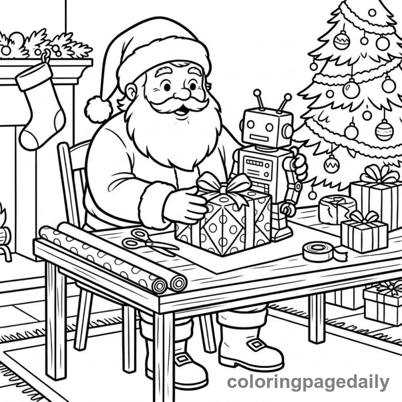 Santa Wrapping Robot - Colored reference example