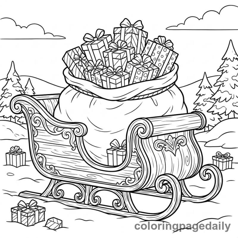 Santa's Sleigh of Toys - Daily printable coloring page in Christmas category