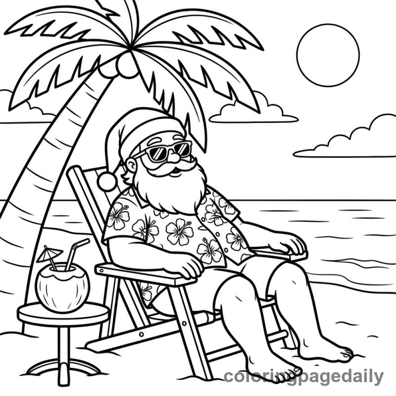 Santa's Tropical Christmas Vacation - Colored reference example