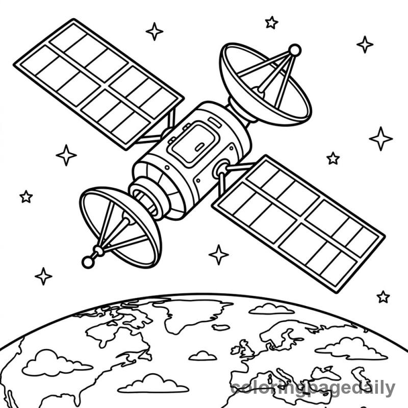 Satellite Orbiting Planet Earth - Colored reference example
