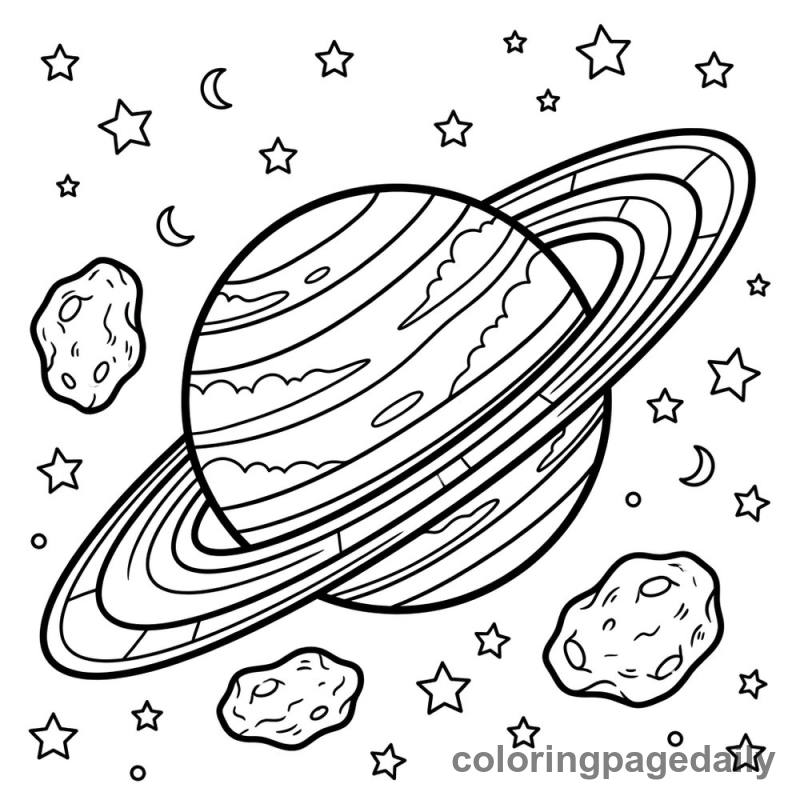 Saturn and its Asteroid Friends - Colored reference example